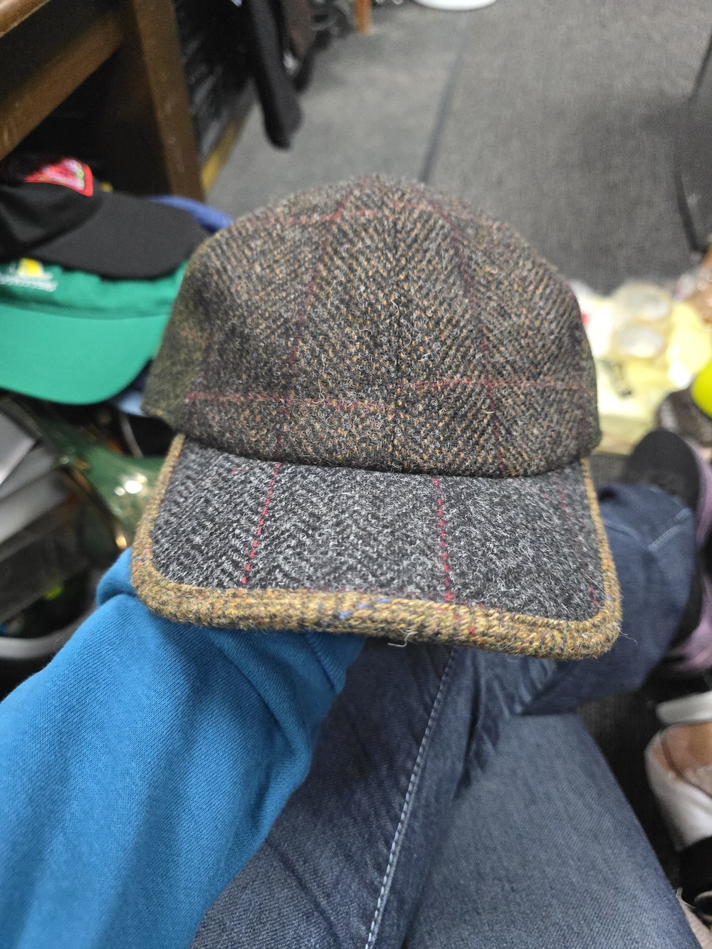 Mucros Weavers Wool Baseball Cap Gray & Blue